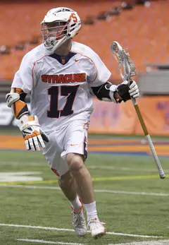 Dylan Donahue cradles the ball left-handed on the wing in Syracuse's 16-15 double-overtime loss to Albany in the Carrier Dome Sunday.