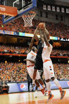 Jerami Grant and C.J. Fair defend a Georgetown drive in Saturday night's 57-46 loss in the Dome to Georgetown.