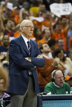 SU head coach Jim Boeheim looks on as his team is outplayed by the Cavaliers. 