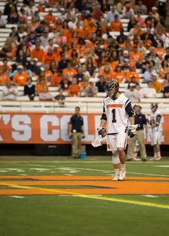 Chris Daddio stands alone in the middle of the Carrier Dome turf during what proved to be his final college lacrosse games as SU was eliminated from NCAA tournament play, 10-9, by unseeded Bryant.