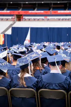 About half of the graduating class decorated their caps for this weekend's ceremonies.