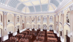 A rendering of the Carnegie library reading room