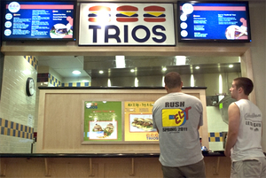 Trios, a sliders concept restaurant created by Food Services, is the alternative to Burger King and Taco Bell at Kimmel Food Court.