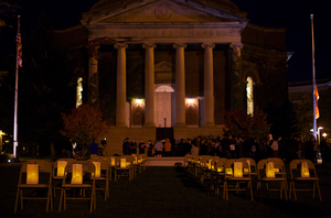 The chairs on the Quad represent the 35 students who were killed in the Pan Am 103 bombing
