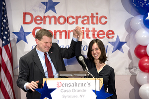 Dan and Abby Maffei, 24th Congressional District candidate and his wife, celebrate what many are already calling a victory for Maffei in the 2010 rematch against Ann Marie Buerkle.