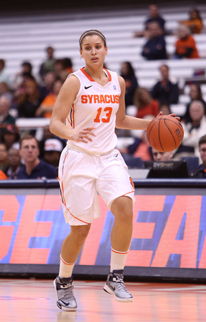Syracuse guard Brianna Butler dribbles during Syracuse's 94-47 win over Fairleigh Dickinson on Sunday. Butler scored 10 points in her 21 minutes on the court.