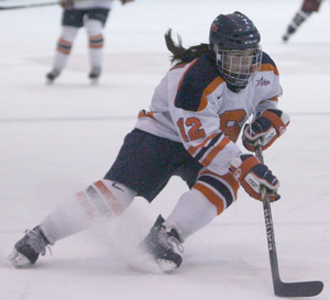 Nicole Ferrara executed on Syracuse's final power-play opportunity to beat Robert Morris 4-3 on Saturday. The Orange failed to score on its first nine power-play chances. 