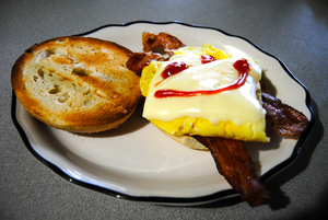 The bacon, egg and cheese sandwich on a bagel at Mama Nancy’s had all the ingredients for a perfect breakfast sandwich, including fluffy eggs, gooey cheese and crisp bacon. The diner is open 24/7 and is nestled near Interstate 690.