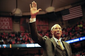 Dave Bing, former teammate of Jim Boeheim and currently the mayor of Detroit, waves to the Carrier Dome crowd during Syracuse's 72-68 win over Detroit. 