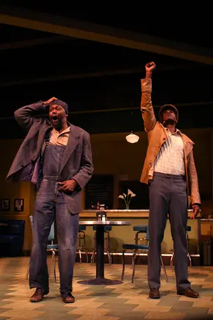 (From left) Godfrey Simmons Jr. and Robert Manning Jr. perform in August Wilson's 