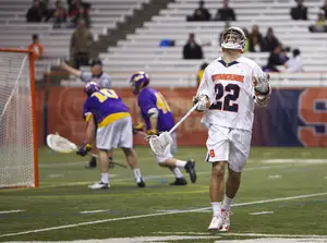 Syracuse midfielder JoJo Marasco looks up in frustration after missing an open shot in the third quarter.