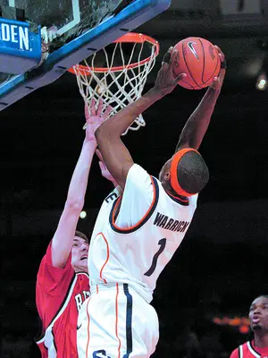 Hakim Warrick was a major part of Syracuse's 2003 national championship team. Warrick came up with a huge block on a 3-point attempt from Kansas' Michael Lee that preserved the Orange's lead in the final seconds of the national championship game. 