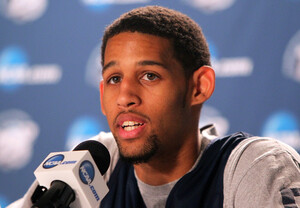Allen Crabbe speaks to reporters during a press conference on Friday. Crabbe, the Pac-12 Player of the Year, put up stellar numbers during the regular season out of the national spotlight. 