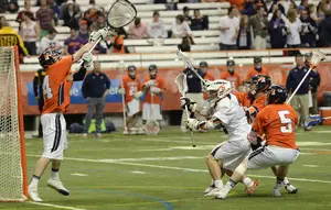 Peter Zonino made 18 saves on 30 SU shots on goal in Hobart's upset of the Orange Tuesday night.