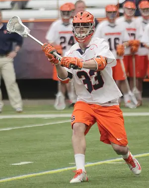 Syracuse midfielder Scott Loy missed two games with a left leg injury. He scored a goal in his first game back against Georgetown on Saturday.