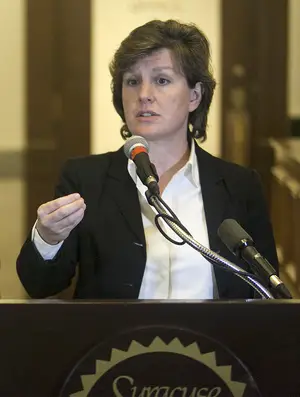 Mayor Stephanie Miner, the incumbent candidate for the Democratic Party, hopes to spur economic development by refurbishing such buildings as the Hotel Syracuse. 