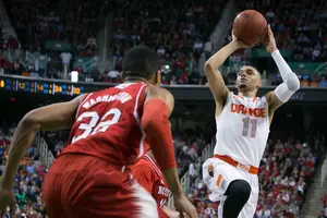 Tyler Ennis shoots in Syracuse's Atlantic Coast Conference tournament loss to North Carolina State. Ennis said his time at SU helped him prepare for the NBA.