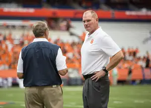 Syracuse head coach Scott Shafer (right) previewed the Central Michigan offense on Wednesday morning during the ACC coaches' teleconference.
