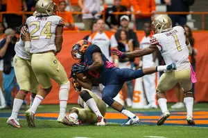 Freshman wide receiver Steve Ishmael hauled in the first two touchdowns of his career. He and quarterback AJ Long sparked the Orange offense and offered a glimpse to what SU's future can be.