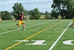 Donnie Mavencamp, who has played quarterback and wide receiver for Minnesota Morris, is also the team's punter. Like other position players who double as punters, he's one of the best in the country at the Division III level