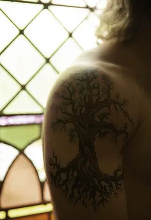 chris makowski, a self-described lover of the outdoors got the tree of life tattooed on his right shoulder. The tree’s roots remind Makowski to hold on to where he came from.          