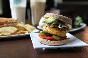 The “egg” trick muffin from Strong Hearts Cafe contains a tofu “egg” patty, tomato, jalapeños and avocado. As a 100 percent vegan cafe, Strong Hearts serves affordable, comfort food that is animal and earth friendly. The cafe has two locations — one in Marshall Square Mall and one on East Genesee Street.