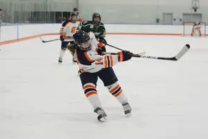 Melissa Piacentini has 40 goals in her Syracuse career, one shy of the SU program record. She combines a lighthearted demeanor off the ice with a fiesty one on it.