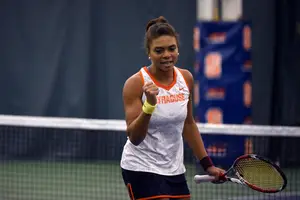 Rhiann Newborn has used her emotion on the court to help propel her to a 5-0 start to her season in singles for Syracuse. 