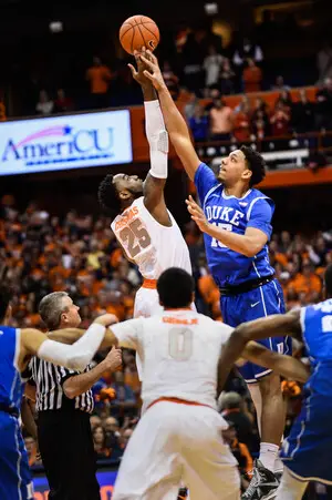 Rakeem Christmas will square off with Duke's Jahlil Okafor once more when SU and the Blue Devils tip off at 7 p.m. on Saturday at Cameron Indoor Stadium.