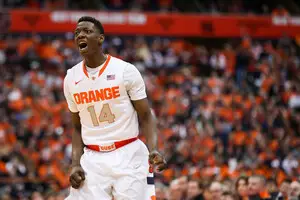 Kaleb Joseph reacts to a missed 3 in the second half. Syracuse experienced more frustration in the frame, as two late controversial calls didn't go the Orange's way.