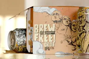 Brew Free! or Die IPA contains a bold flavor to match its bold packaging. The beer has a citrusy taste that balances the hoppy flavor. The beer woud go well with a burger.