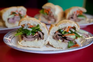 Banh mi thit is a meat-filled sandwich on a single-serve baguette. Ky Duyen Cafe offers five versions of these sandwiches, which ordered mild, medium or hot. 