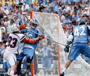 Syracuse's offense failed to get in a rhythm throughout most of the game against Johns Hopkins thanks to the stellar play in net by Eric Schneider.