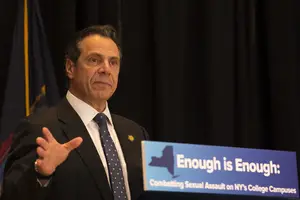Gov. Andrew Cuomo speaks at SU in early May to announce additions to his Enough is Enough Campaign. Legislation to make Cuomo's bill into law was agreed upon Tuesday.