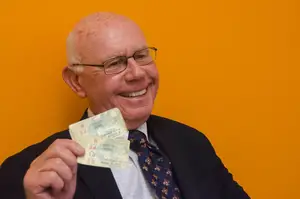 Professor David Rubin promised his father he would keep these 1964 Cleveland Browns World Championship ticket stubs in his wallet until Cleveland won another championship. 