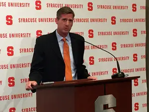 Mark Coyle spoke to the media and members of the Athletic department and administration on Monday. He discussed his goals in academic and athletic success. 