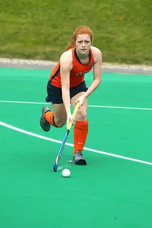 Freshman Zoe Wilson has had to adjust to a more fluid, faster paced style of field hockey in the United States compared to playing at home in Ireland.