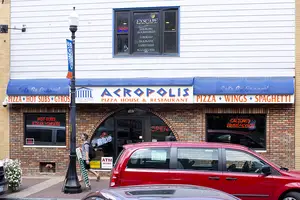 Four men were stabbed outside of Acropolis Pizza House on Sunday morning at around 2:35 a.m. The restaurant was also the site of increased criminal activity in 2012.  