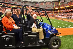 Former Syracuse head coach Dick MacPherson was honored in between the first and second quarters of SU's game against Wake Forest on Saturday.