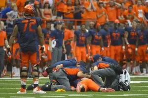 Central Michigan defensive lineman Mitch Stanitzek was ejected last Saturday after his hit on Eric Dungey sidelined SU's quarterback with an upper-body injury.
