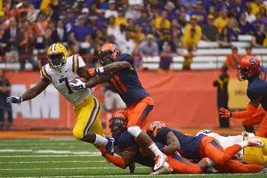 LSU sophomore running back Leonard Fournette ran for 244 yards and two touchdowns in LSU's 34-24 win over Syracuse.