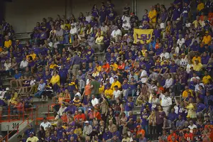A large contingent of LSU fans made up the 43,000-plus crowd at the Carrier Dome on Saturday for the Orange's matchup with the No. 8 Tigers.