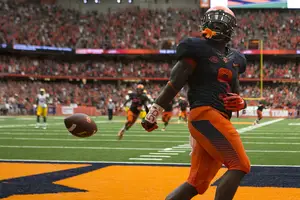 Brisly Estime caught a 40-yard touchdown pass in the third quarter for his third touchdown of the year. His stock is on the rise despite SU's loss to LSU.