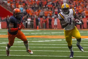LSU sophomore running back Leonard Fournette marched for 200-plus yards for the second consecutive game, reaching the end zone twice Saturday.
