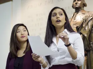 SA President Aysha Seedat (right) and other SA members have drafted a letter that might be sent to New York state leaders in hopes of bringing an Uber-like service to Syracuse.