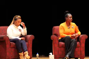 (From left) Lesley McSpadden and Sybrina Fulton, the mothers of Michael Brown and Trayvon Martin, respectively, spoke about their sons and how they’ve dealt with the injustice surrounding their deaths.