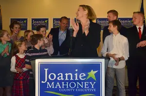 Joanie Mahoney, a Syracuse University alumna, was elected for her third term as Onondaga County executive on Tuesday, earning 59.7 percent of the votes.