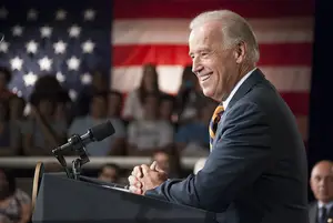 Joe Biden spoke on Thursday afternoon in Goldstein Auditorium about sexual assault prevention. The vice president was on stage for about 30 minutes.