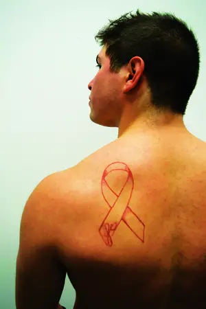 Freshman Josh Sadder's ribbon tattoo with the Spanish word 