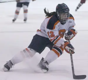 Nicole Ferrara scored Syracuse's lone goal in a 2-1 loss to RIT in overtime on Friday night.